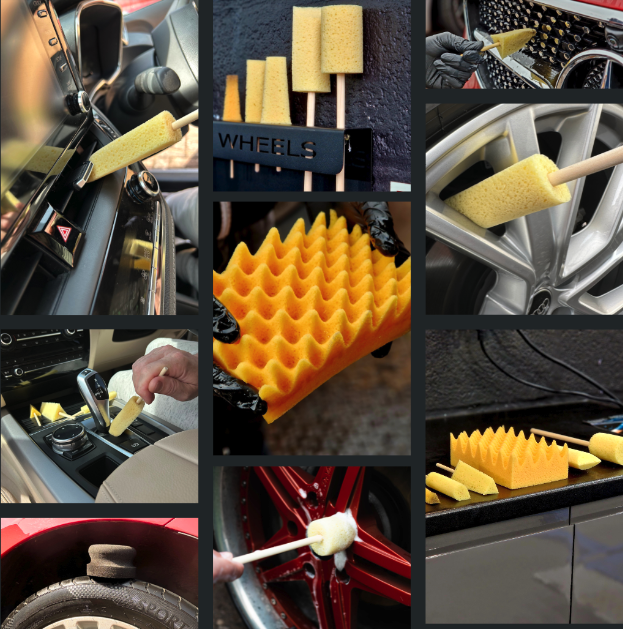 A selection of Sponge Guru (Hygan Car Care) sponge detailing tools